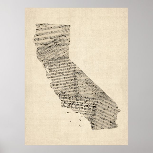 Alte Notenkarte von Kalifornien Poster (Vorne)