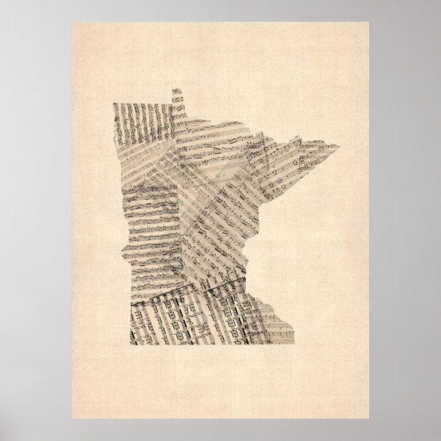 Alte Notenkarte von Minnesota Poster (Vorne)