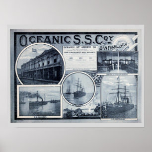 Alte Oceanic-Dampfschifffahrtsgesellschaft-Werbung Poster