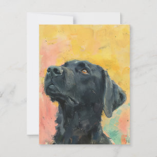 Alte Ölgemälde-Postkarte mit schwarzem Labrador Postkarte