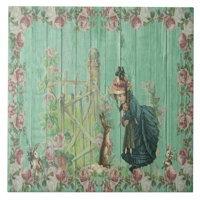 Alte Ostertafel Keramik Fliese (Vorderseite)