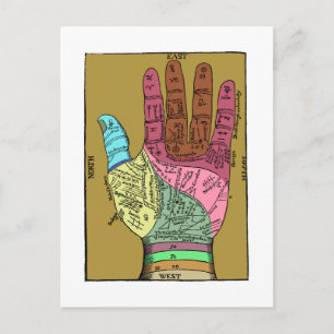 Alte Palm Reading Chart Postkarte
