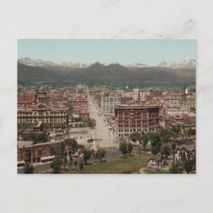 Alte Panoramaaufnahme der Skyline von Denver Color Postkarte