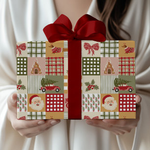 Alte Patchwork-Weihnachtsklassiker Geschenkpapier