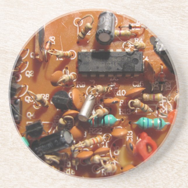 Alte PC-Mainboard Sandstein Untersetzer (Vorne)