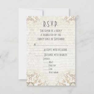 Alte Pergament-Hochzeit R.S.V.P RSVP Karte