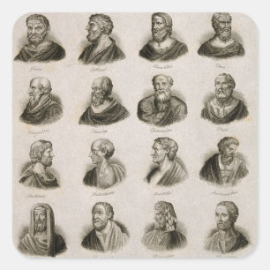 Alte Philosophen-Porträt-Denker Vintag Quadratischer Aufkleber
