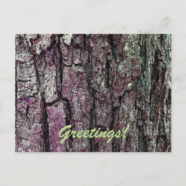 Alte Pine Bark mit Textgrüßen Postkarte (Vorderseite)
