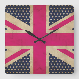 Alte Pink Union Jack Flag Wall Uhr