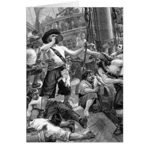 Alte Piraten trinken und kämpfen auf dem Schiff
