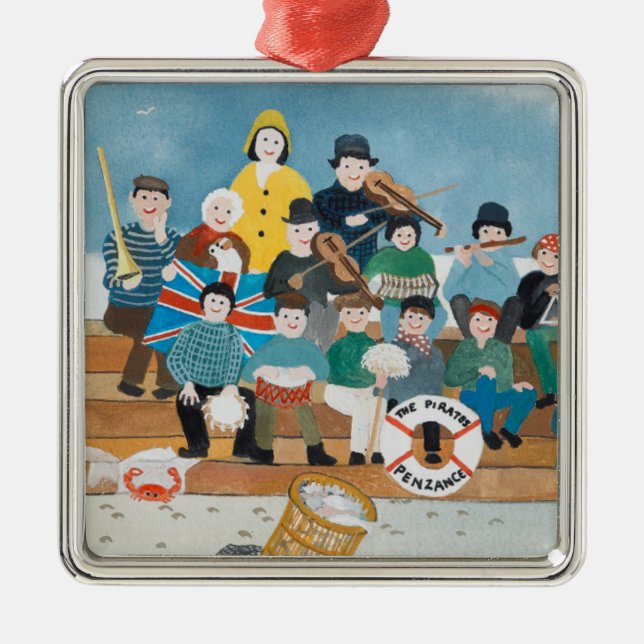 Alte Piraten von Penzance Silbernes Ornament (Vorne)