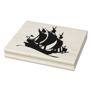 Alte Piratenschiff Silhouette Gummi Briefmarke Gummistempel