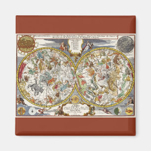Alte Planisphäre-Sternkarte von Nicholas de Fer Magnet