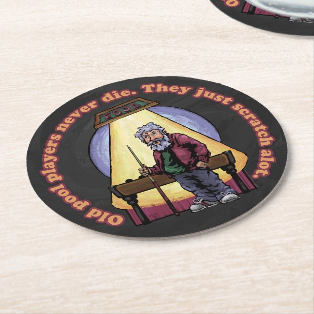 Alte Poolspieler Runder Pappuntersetzer (Angewinkelt)