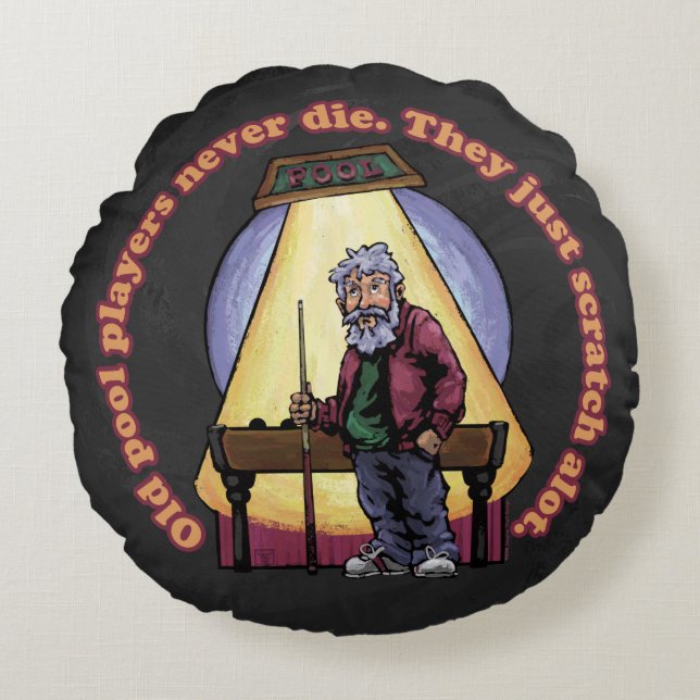 Alte Poolspieler Rundes Kissen (Vorderseite)