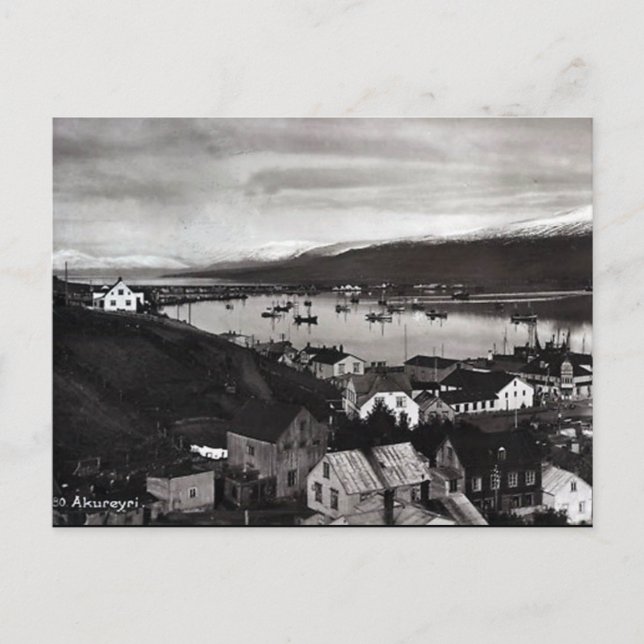 Alte Postkarte - Akureyri, Island (Vorderseite)