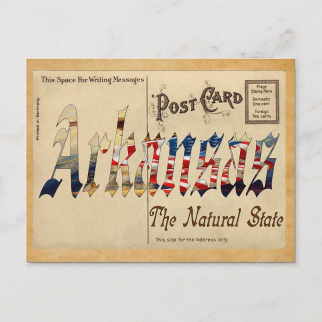 Alte Postkarte Arkansas Staat (Vorderseite)