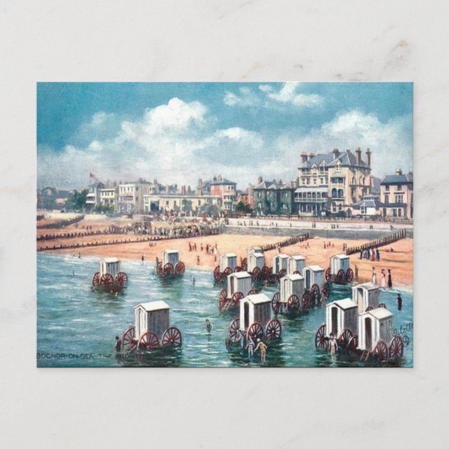 Alte Postkarte - Bademaschinen in Bognor (Vorderseite)