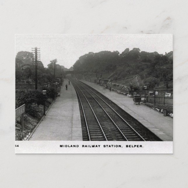 Alte Postkarte - Bahnhof, Belper, Derbyshire (Vorderseite)