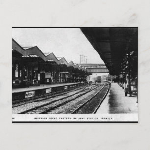 Alte Postkarte - Bahnhof Ipswich