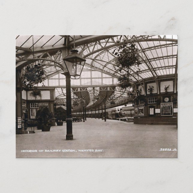 Alte Postkarte - Bahnhof, Wemyss Bay (Vorderseite)