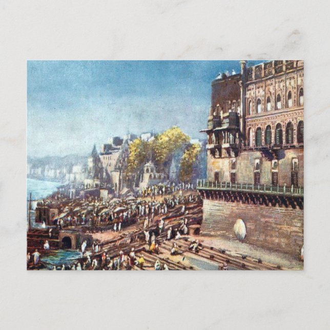 Alte Postkarte - Benares (Varanasi), Indien (Vorderseite)