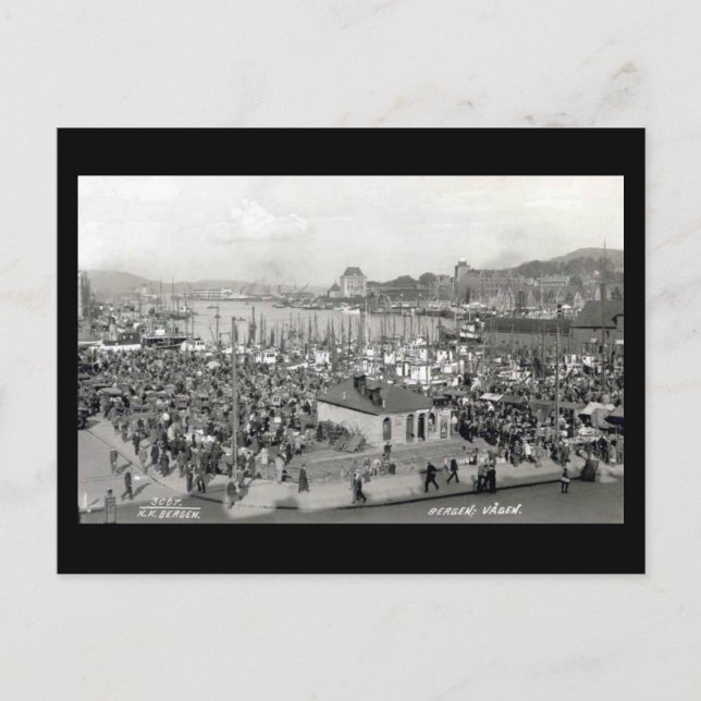 Alte Postkarte, Bergen, Norwegen Postkarte (Vorderseite)