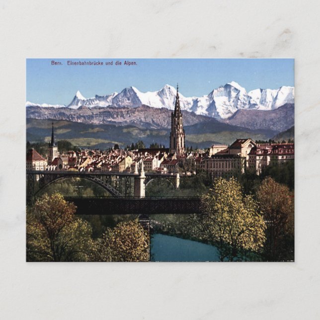 Alte Postkarte - Bern und die Alpen, Schweiz (Vorderseite)
