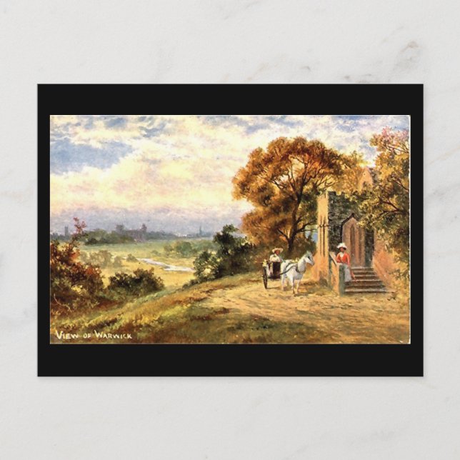 Alte Postkarte, Blick auf Warwick Postkarte (Vorderseite)