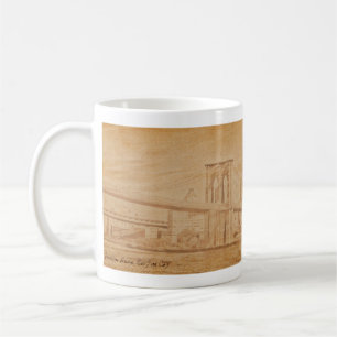 alte Postkarte Brooklyn-Brücke Kaffeetasse