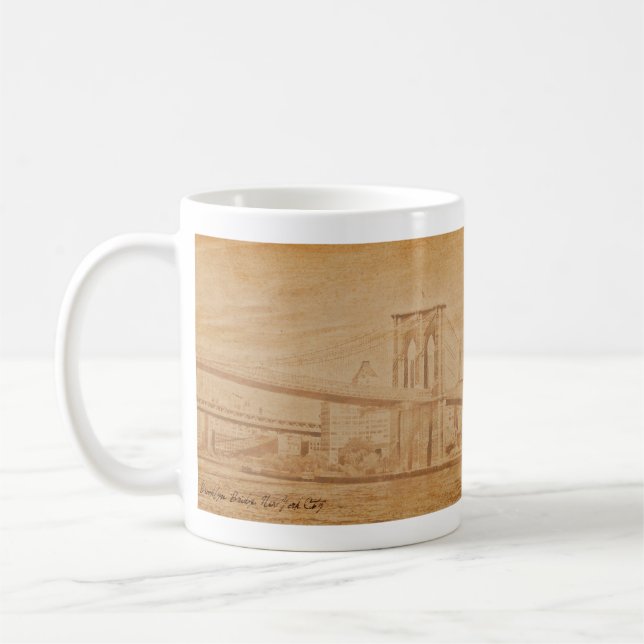alte Postkarte Brooklyn-Brücke Kaffeetasse (Links)