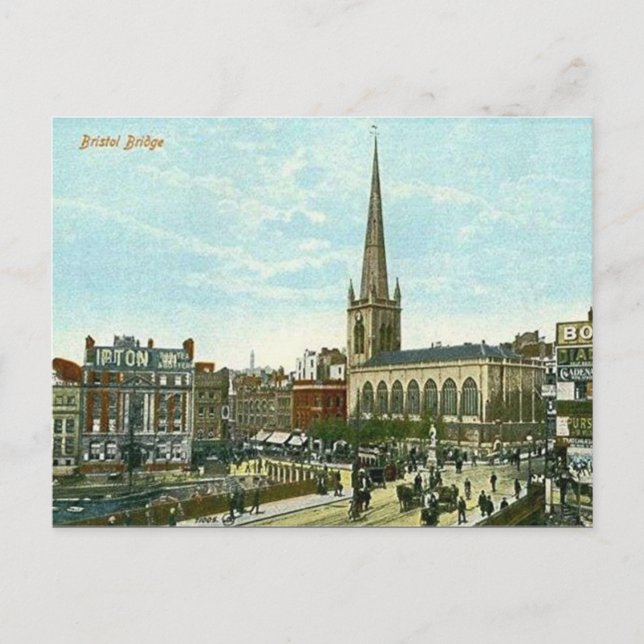 Alte Postkarte - Brücke Bristol (Vorderseite)
