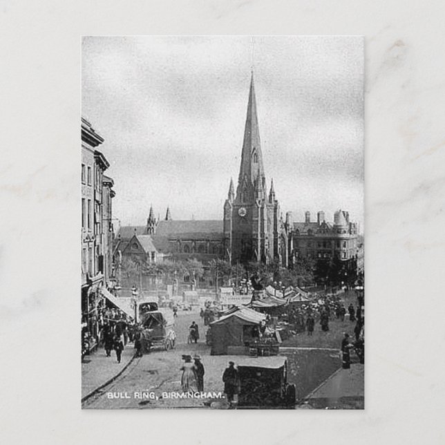 Alte Postkarte - Bull Ring, Birmingham (Vorderseite)