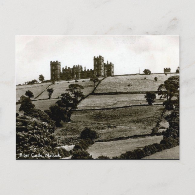 Alte Postkarte - Burg Riber, Matlock, Derbyshire (Vorderseite)