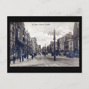 Alte Postkarte, Cardiff, St. Mary Street Postkarte