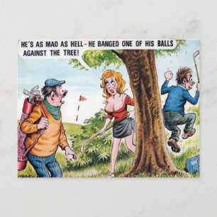 Alte Postkarte - Comic - Golf