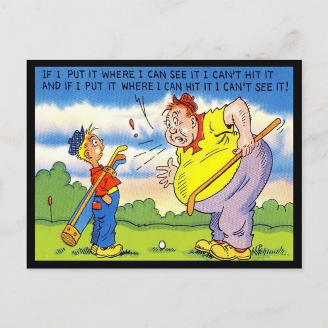 Alte Postkarte - Comic - Golf (Vorderseite)