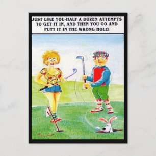 Alte Postkarte - Comic - Golf