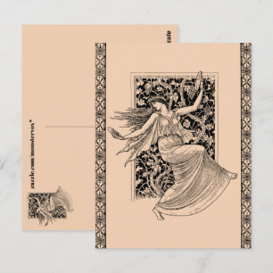 Alte Postkarte Dame beim Tanzen