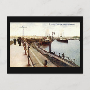 Alte Postkarte - Der Hafen, Folkestone, Kent
