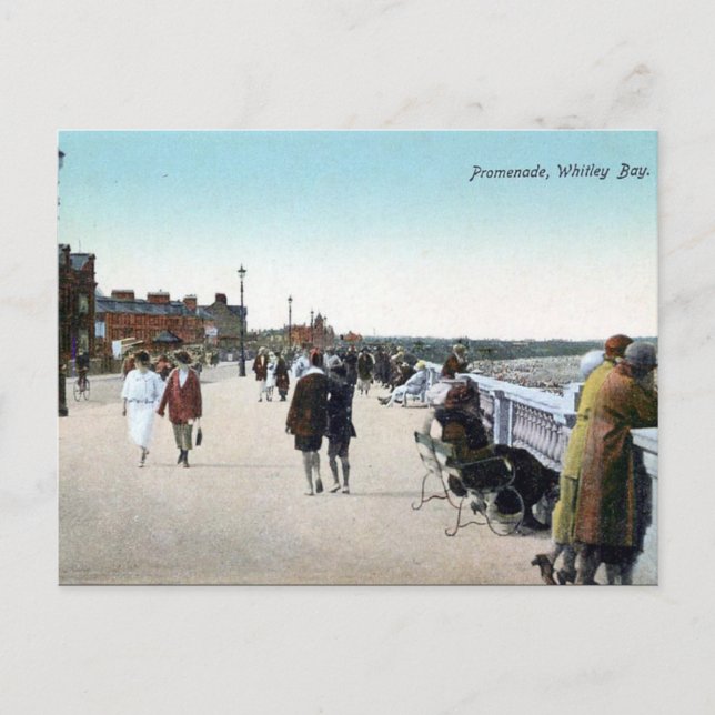 Alte Postkarte - Die Promenade, die Whitley Bay (Vorderseite)