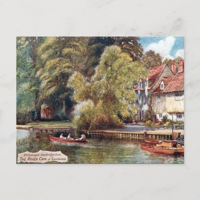 Alte Postkarte - Fluss Cam in Cambridge (Vorderseite)