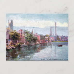 Alte Postkarte - Fluss Derwent, Derby
