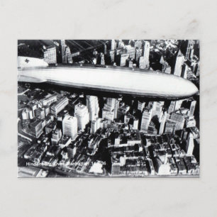 Alte Postkarte - Hindenburg über Manhattan 1936