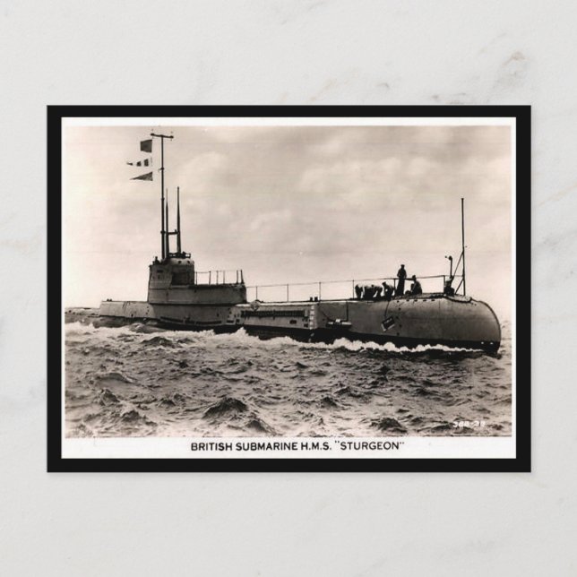 Alte Postkarte - HM U-Boot "Sturgeon" (Vorderseite)