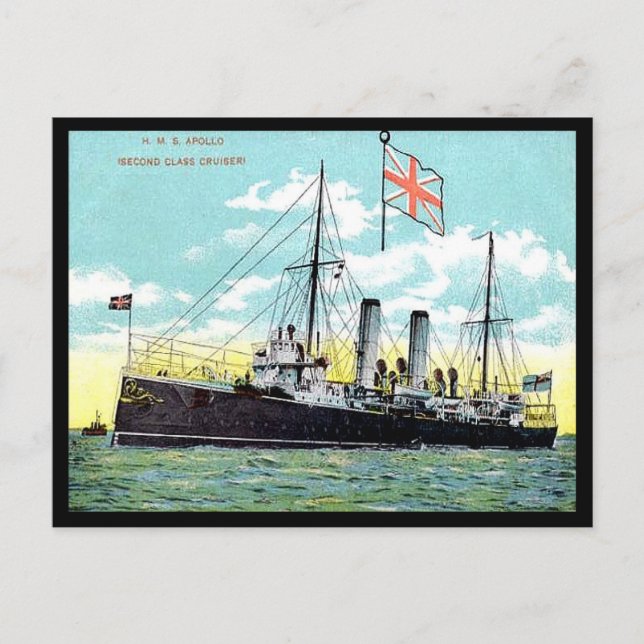 Alte Postkarte - HMS Apollo (Vorderseite)