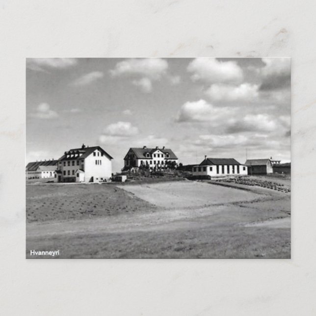 Alte Postkarte - Hvanneyri, Island (Vorderseite)