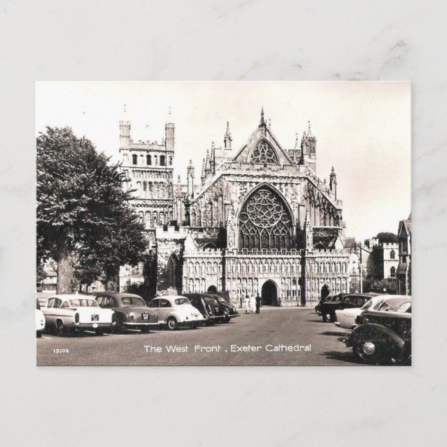 Alte Postkarte - Kathedrale Exeter (Vorderseite)