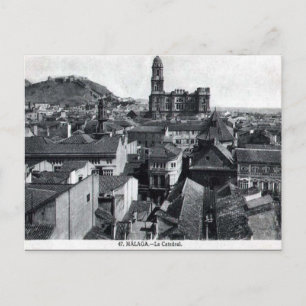 Alte Postkarte - Kathedrale, Malaga, Spanien.