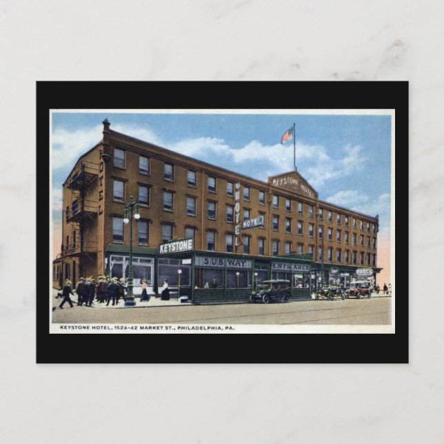 Alte Postkarte - Keystone Hotel, Philadelphia PA (Vorderseite)